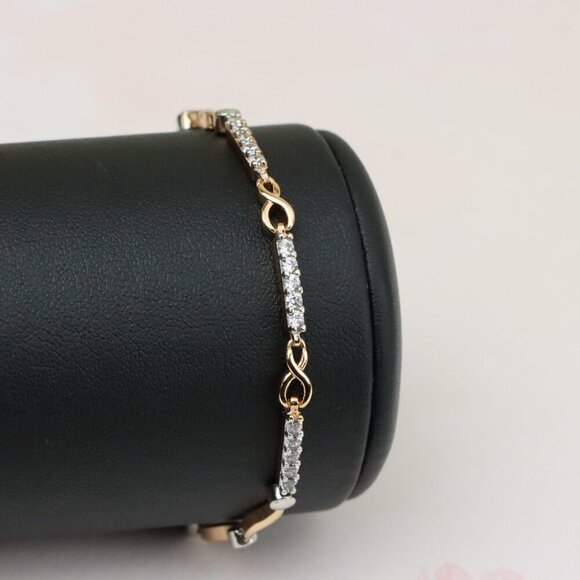 "Elegant Infinity Link Rose Gold & Silver Bracelet with Crystals, XPBL0849 - Picture 6 of 12